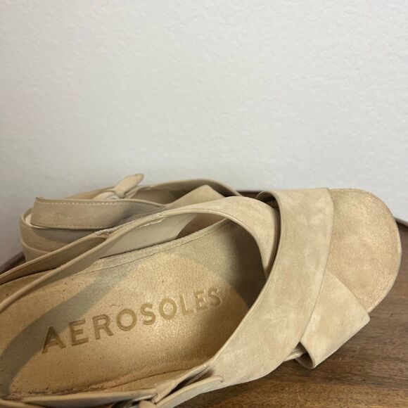 Aerosoles Crisscross Molded Footbed Block Heel Sandal Leather Suede Women’s 9 - Picture 6 of 10